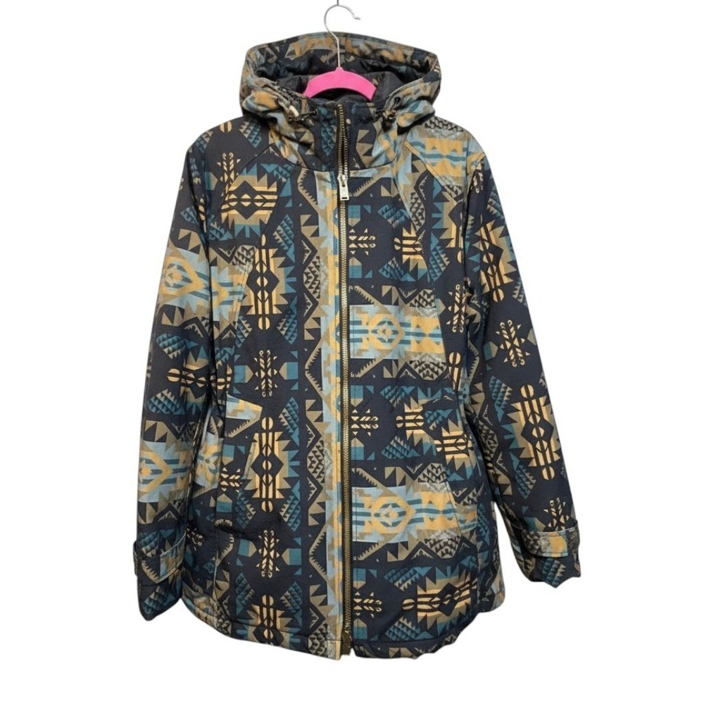 Pendleton Womens Parka Jacket XL Geometric Southwestern Hooded Ripstop Coat